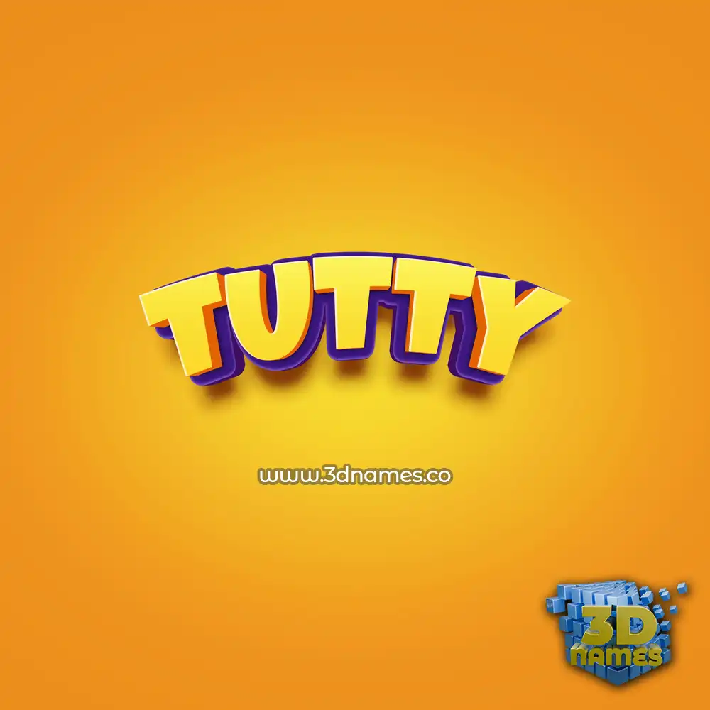 tutty in Orange Toon style - 3D name wallpaper