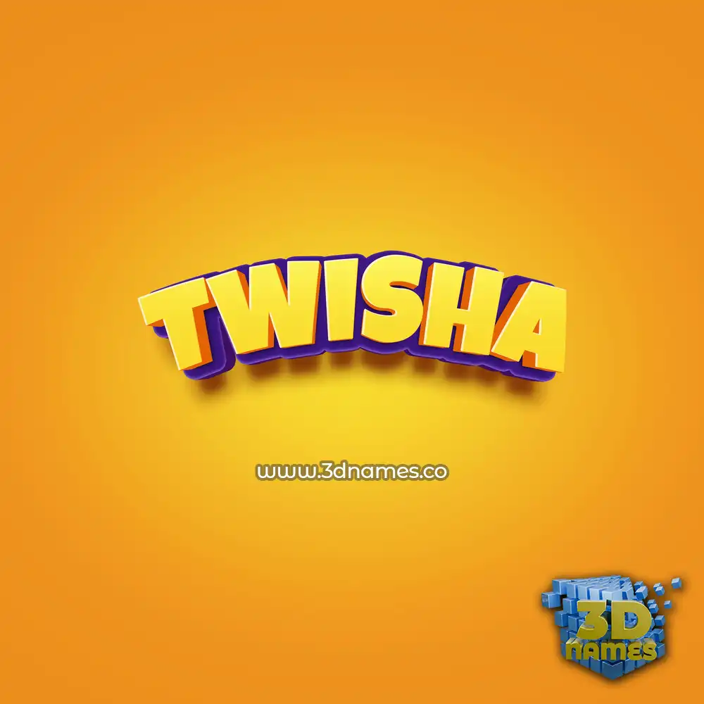 twisha in Orange Toon style - 3D name wallpaper
