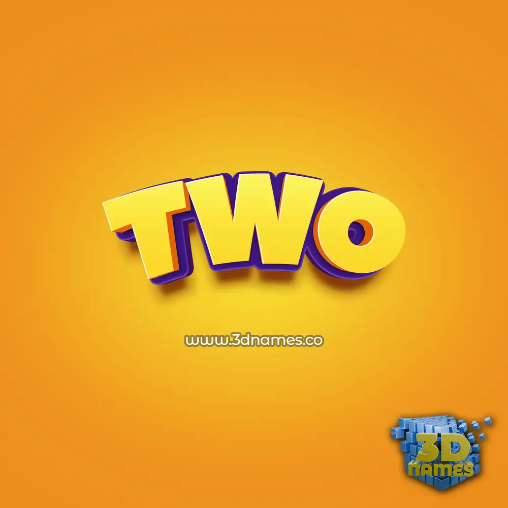 two in Orange Toon style - 3D name wallpaper