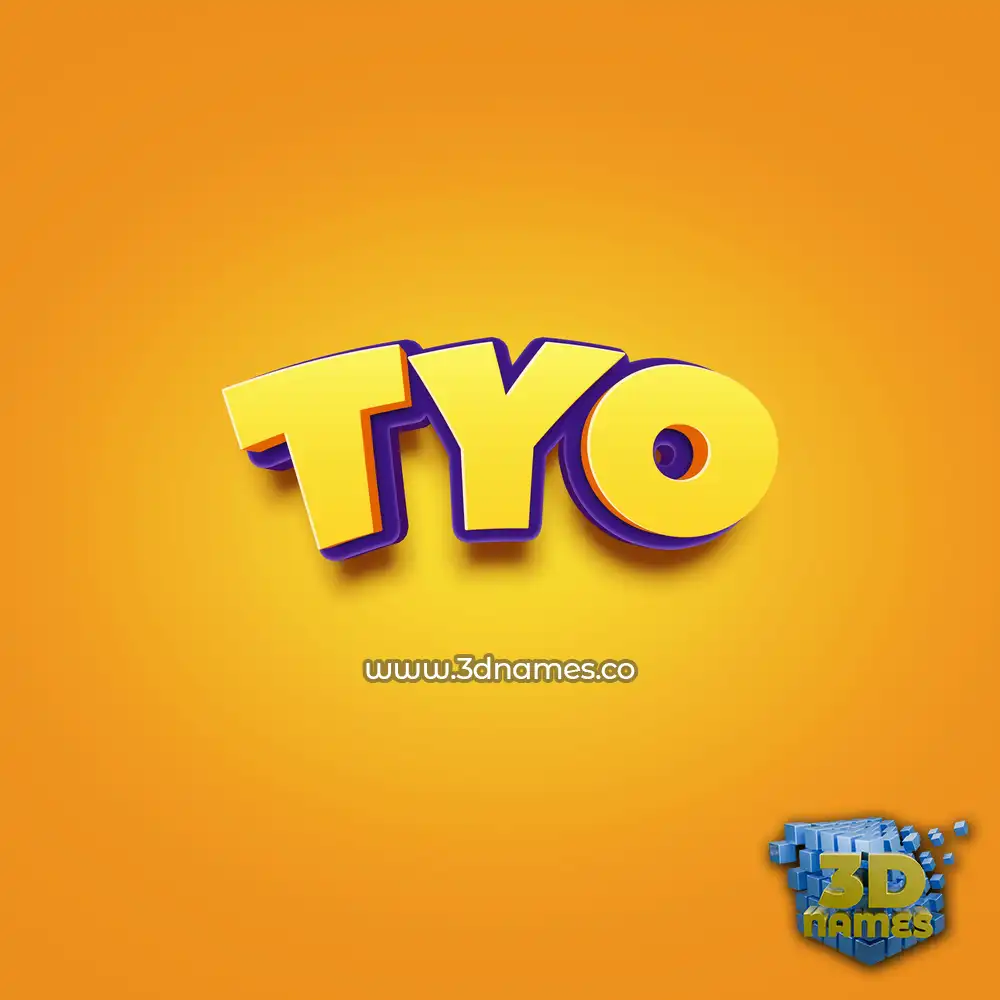 tyo in Orange Toon style - 3D name wallpaper