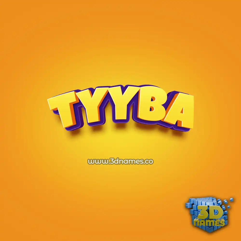 tyyba in Orange Toon style - 3D name wallpaper