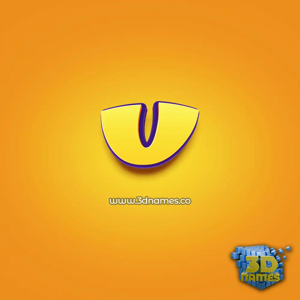u in Orange Toon style - 3D name wallpaper