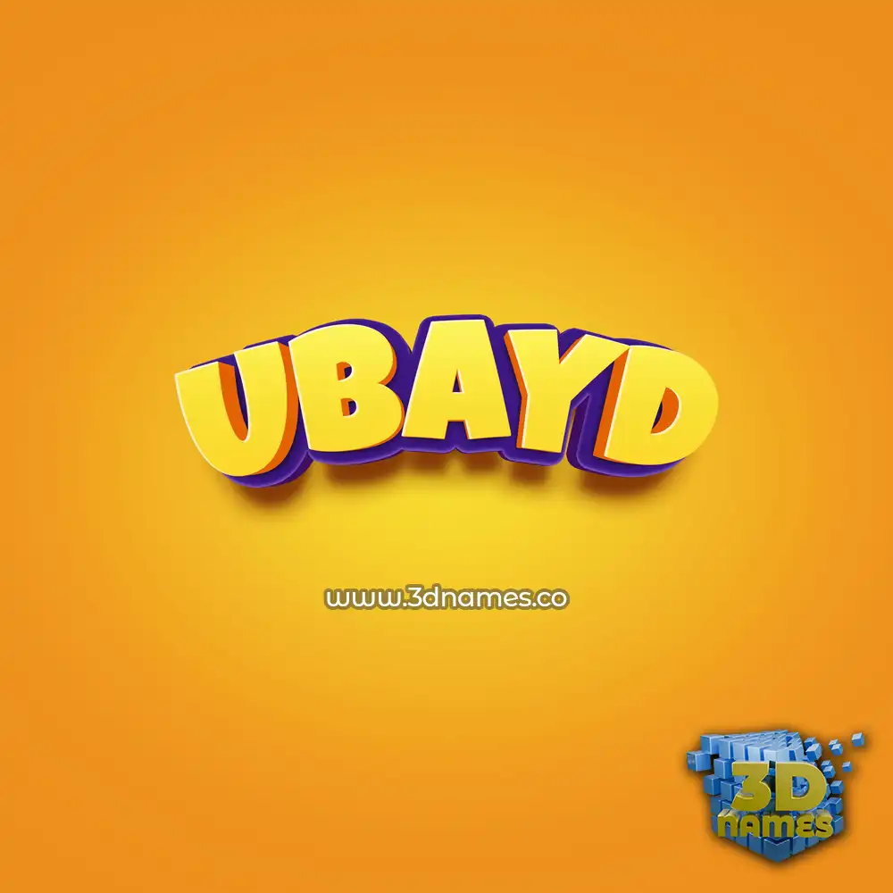 ubayd in Orange Toon style - 3D name wallpaper