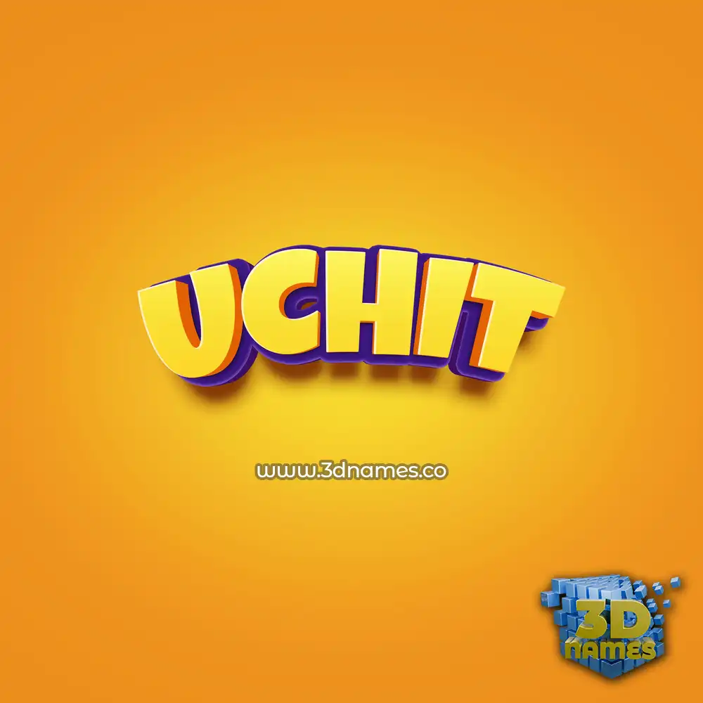 uchit in Orange Toon style - 3D name wallpaper