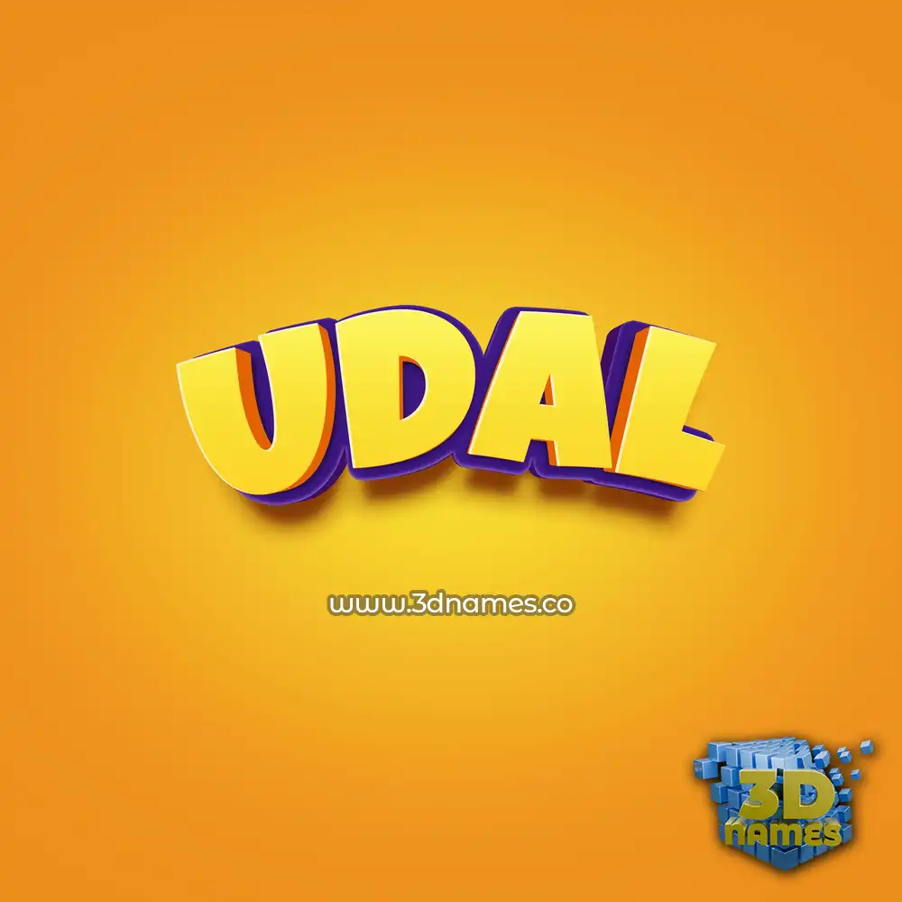 udal in Orange Toon style - 3D name wallpaper
