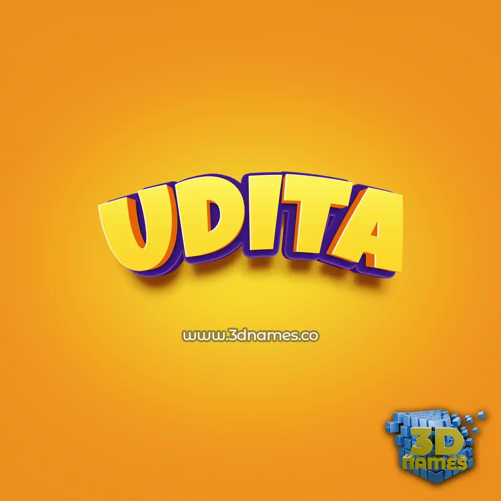udita in Orange Toon style - 3D name wallpaper