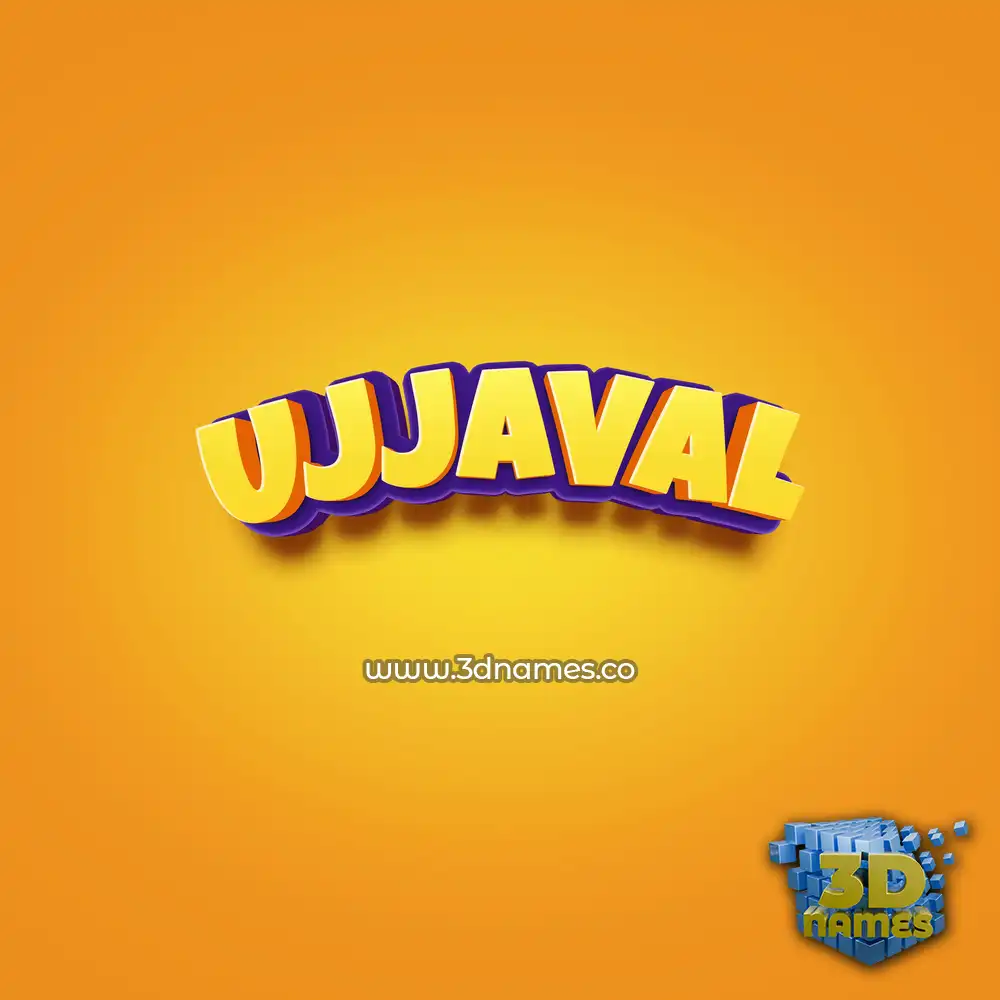 ujjaval in Orange Toon style - 3D name wallpaper