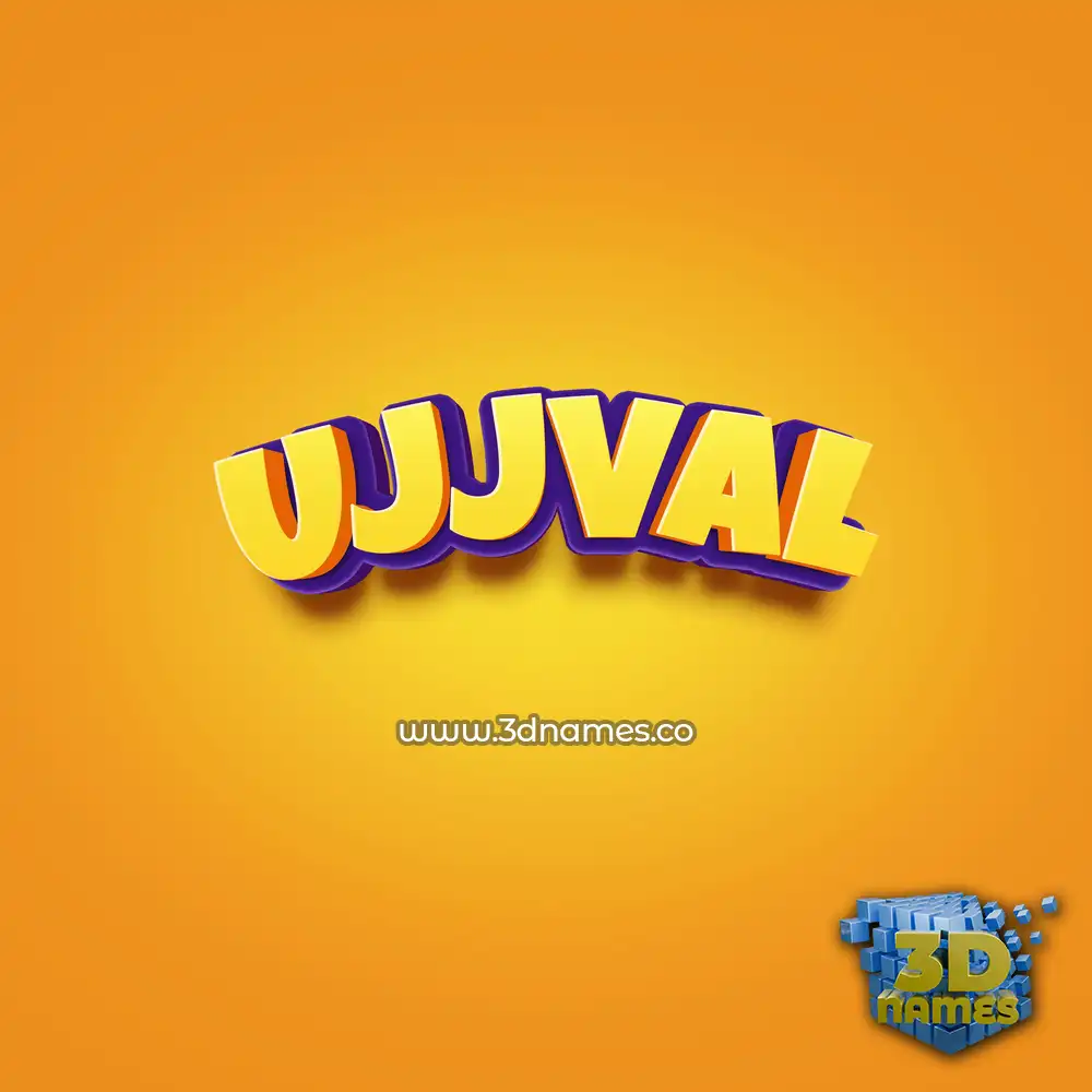 ujjval in Orange Toon style - 3D name wallpaper