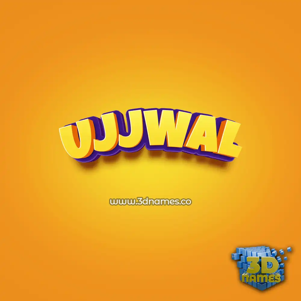 ujjwal in Orange Toon style - 3D name wallpaper