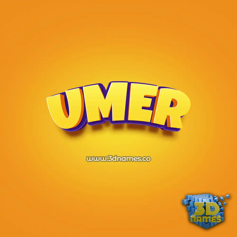 umer in Orange Toon style - 3D name wallpaper