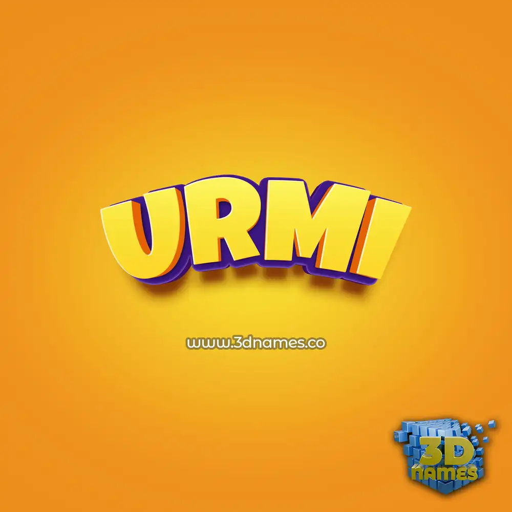 urmi in Orange Toon style - 3D name wallpaper