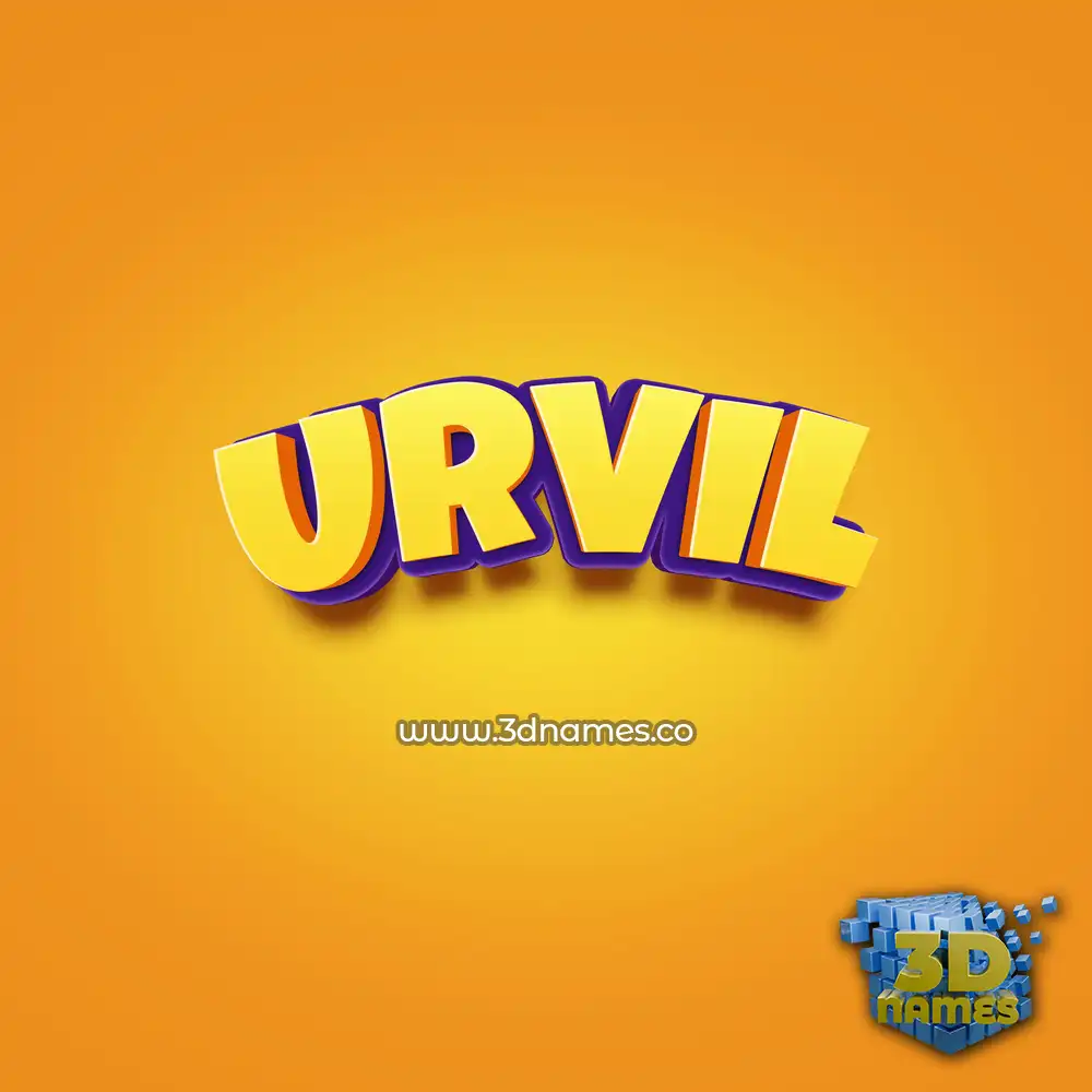 urvil in Orange Toon style - 3D name wallpaper