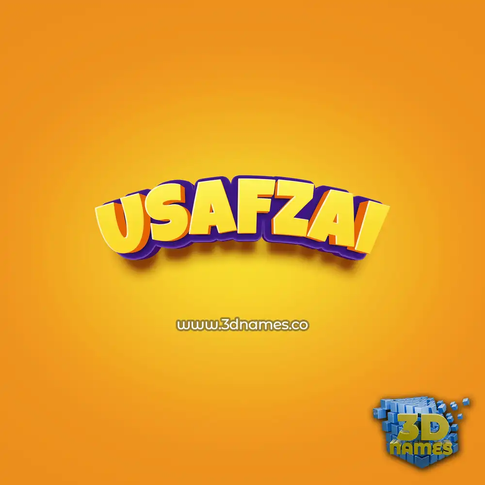 usafzai in Orange Toon style - 3D name wallpaper