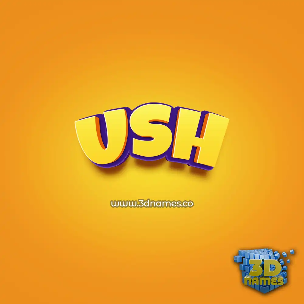 ush in Orange Toon style - 3D name wallpaper