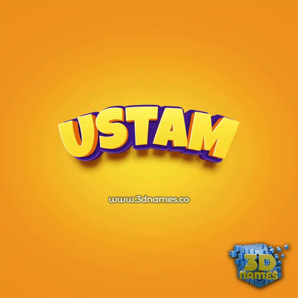 ustam in Orange Toon style - 3D name wallpaper