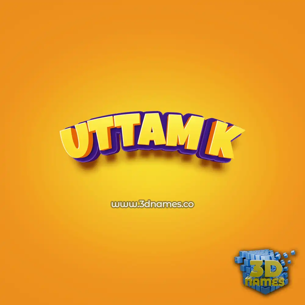 uttam k in Orange Toon style - 3D name wallpaper