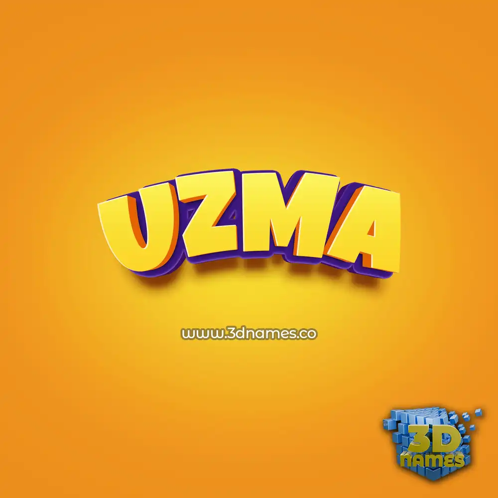 uzma in Orange Toon style - 3D name wallpaper