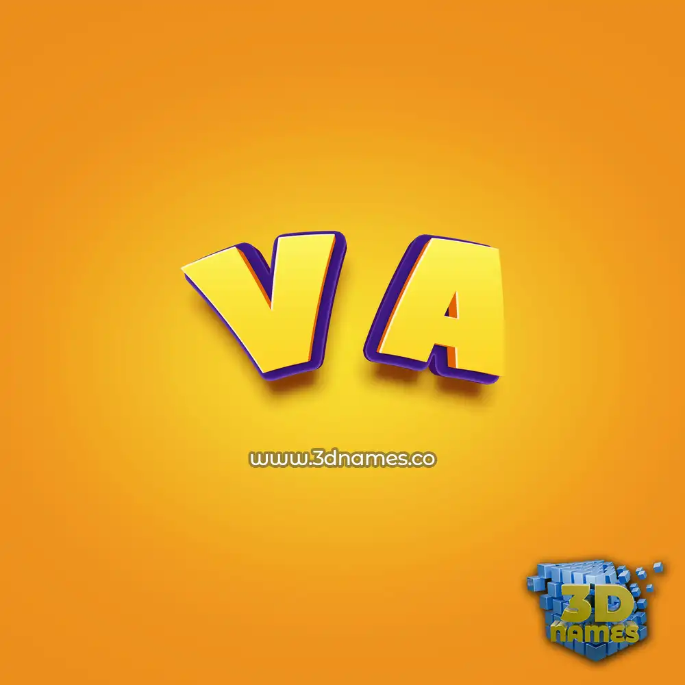 v a in Orange Toon style - 3D name wallpaper