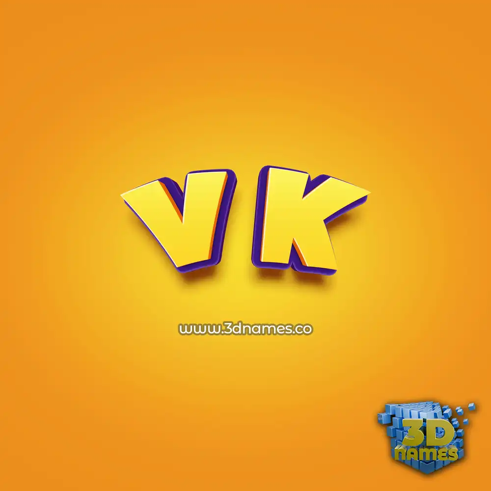 v k in Orange Toon style - 3D name wallpaper