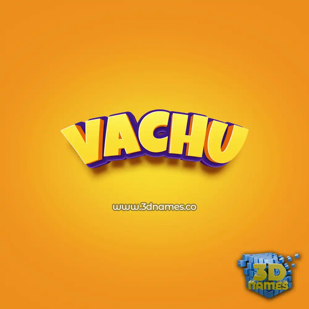 vachu in Orange Toon style - 3D name wallpaper