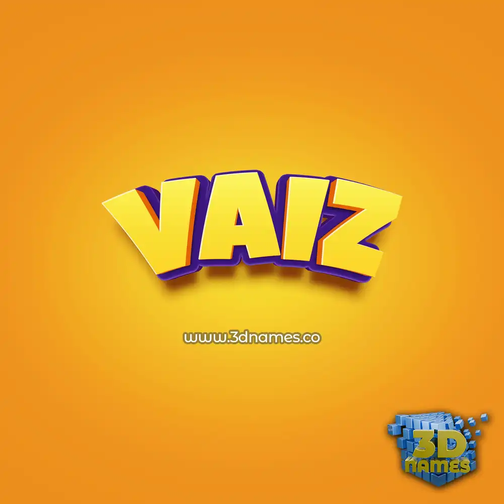 vaiz in Orange Toon style - 3D name wallpaper