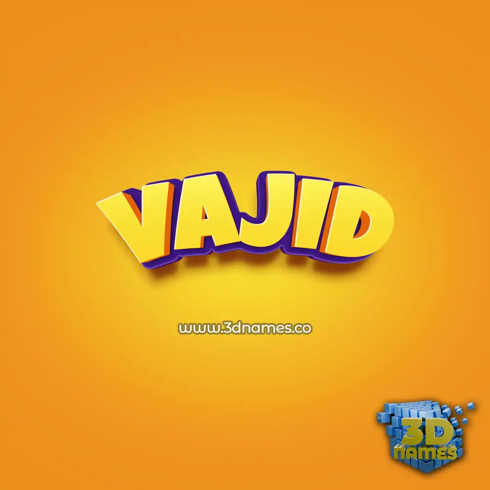 vajid in Orange Toon style - 3D name wallpaper