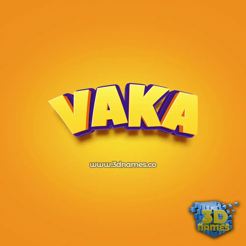 vaka in Orange Toon style - 3D name wallpaper
