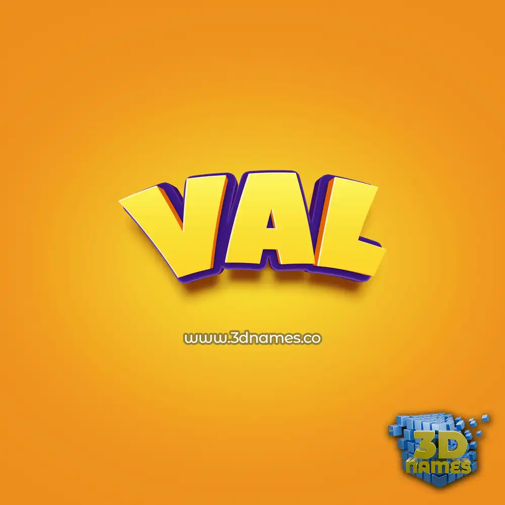 val in Orange Toon style - 3D name wallpaper