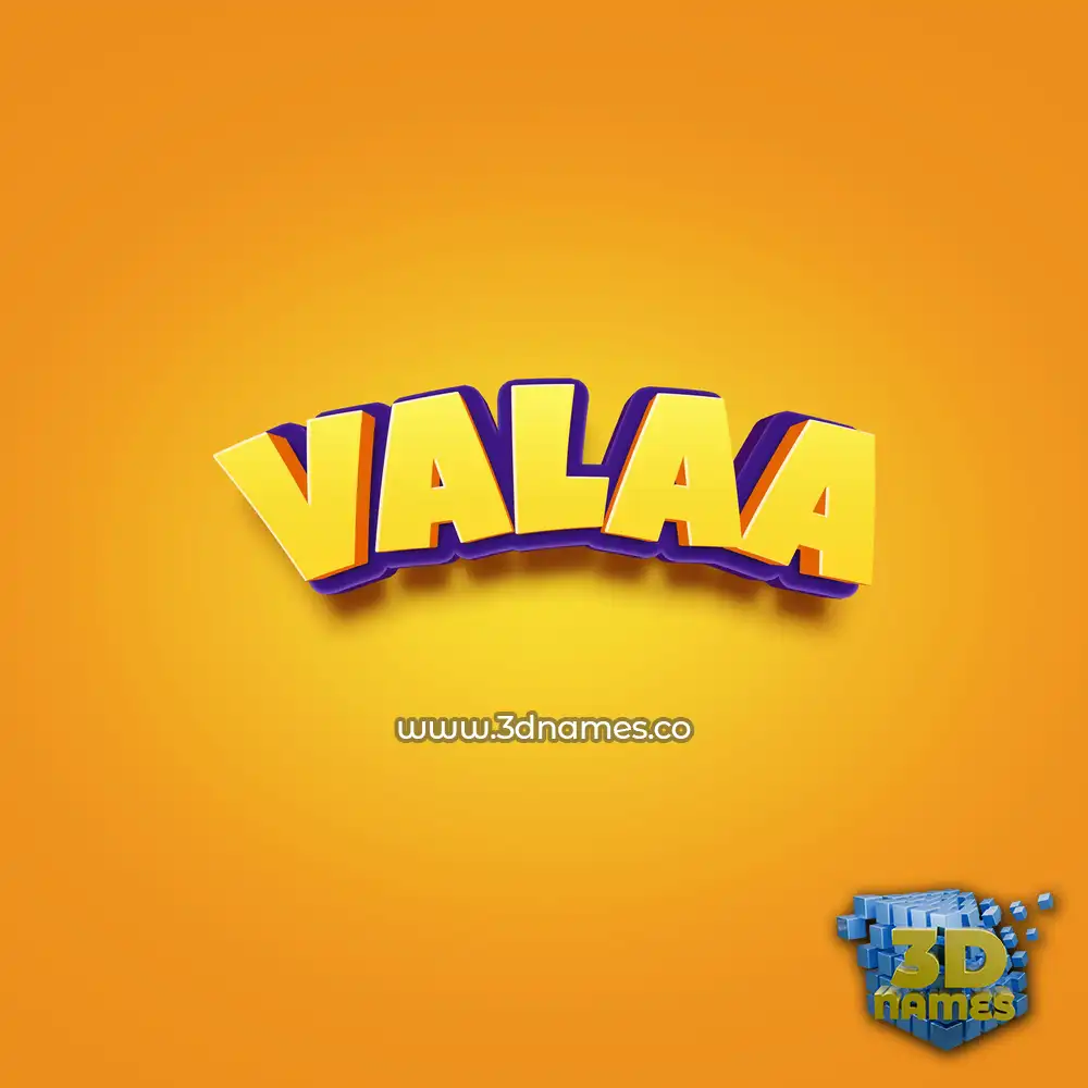 valaa in Orange Toon style - 3D name wallpaper