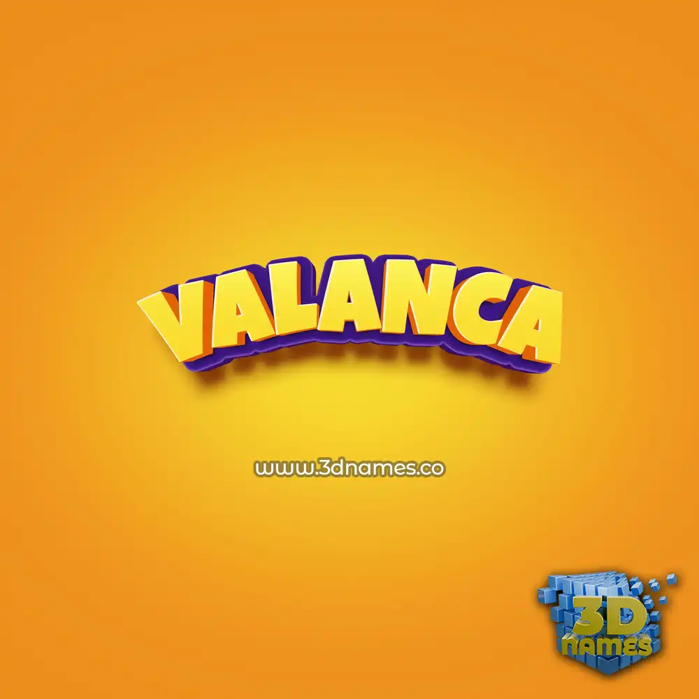 valanca in Orange Toon style - 3D name wallpaper