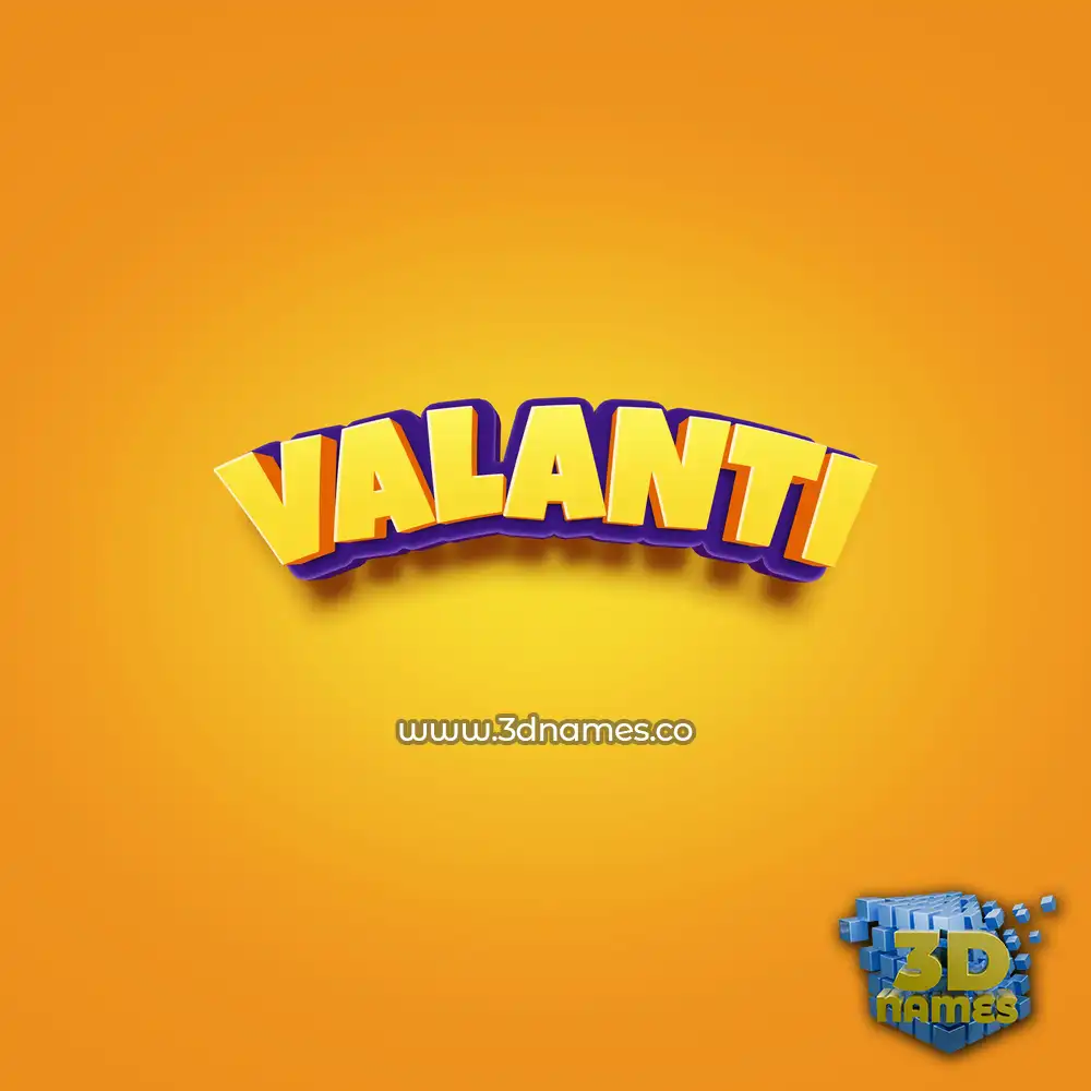 valanti in Orange Toon style - 3D name wallpaper