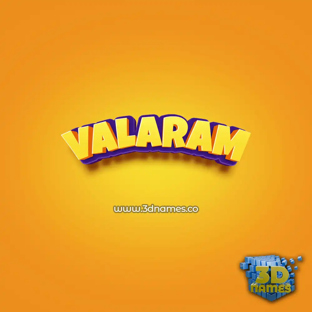 valaram in Orange Toon style - 3D name wallpaper