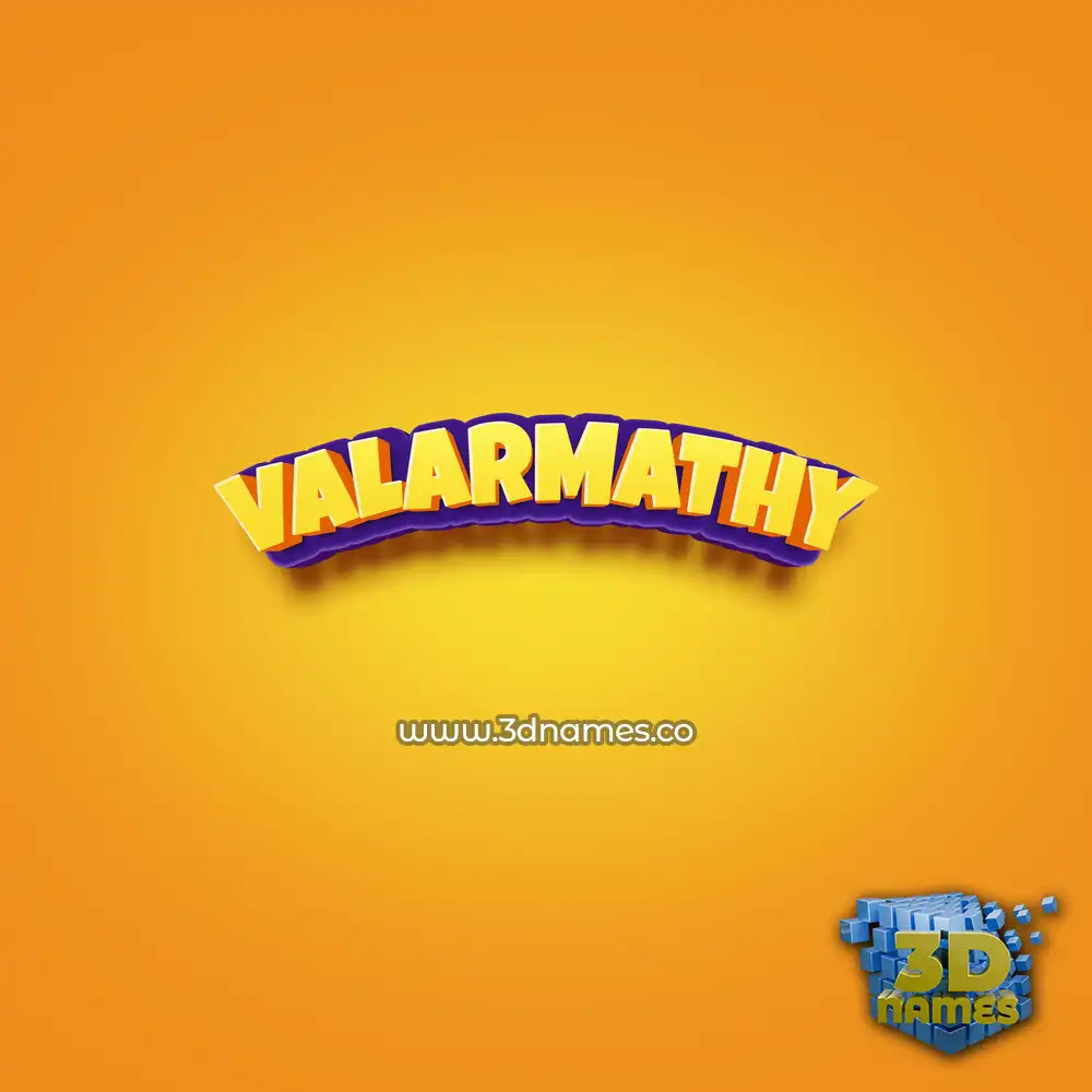 valarmathy in Orange Toon style - 3D name wallpaper
