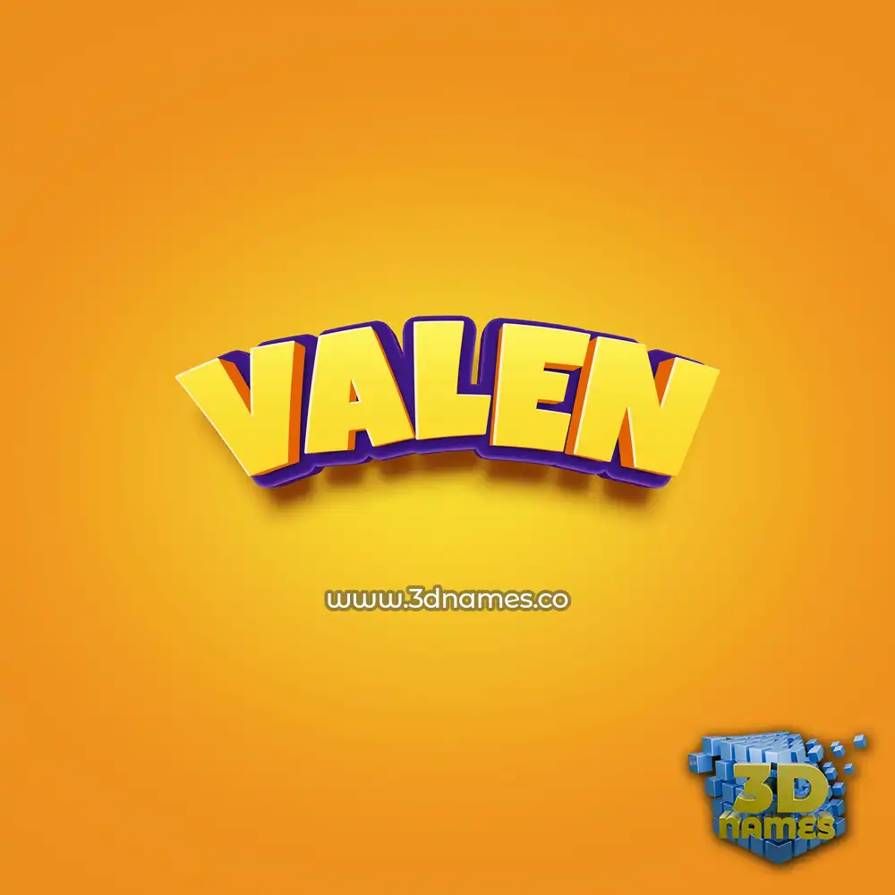 valen in Orange Toon style - 3D name wallpaper