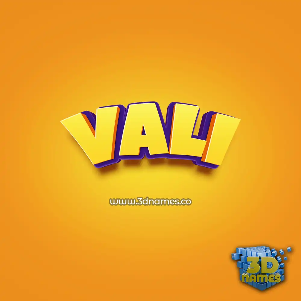 vali in Orange Toon style - 3D name wallpaper
