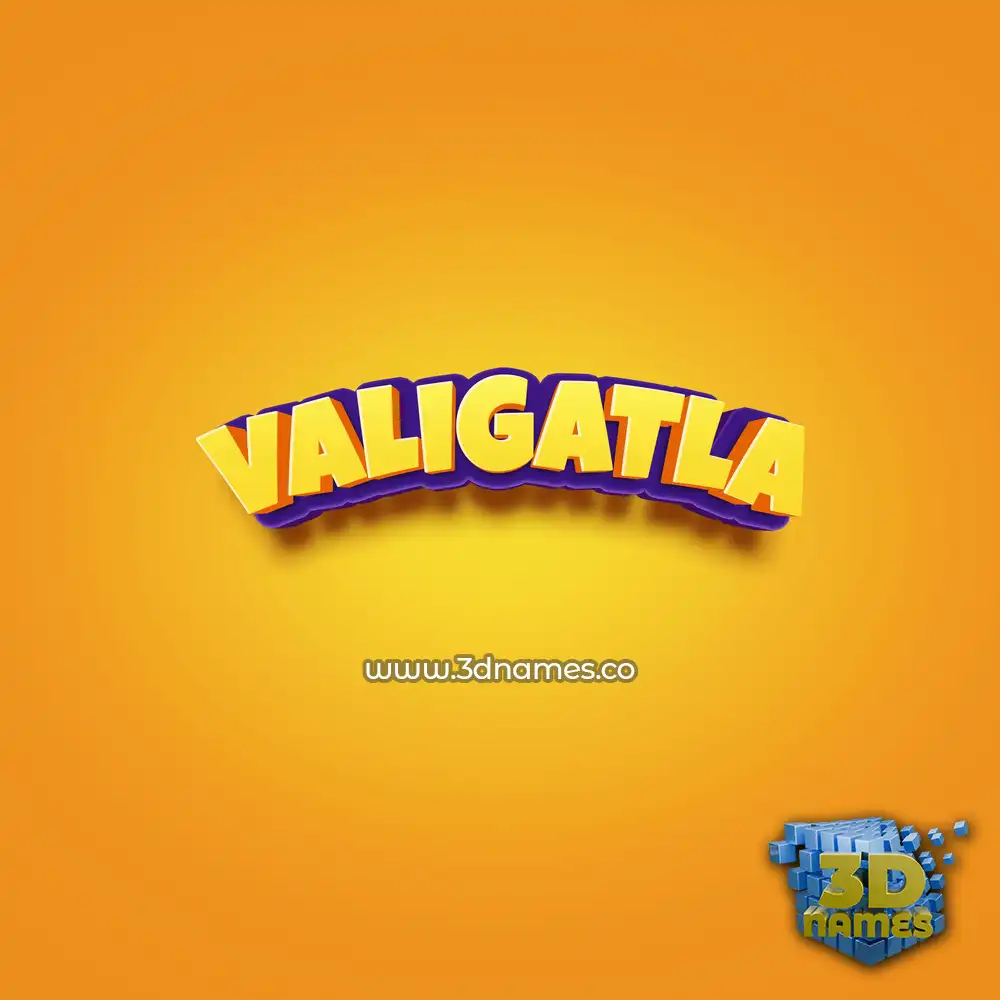 valigatla in Orange Toon style - 3D name wallpaper