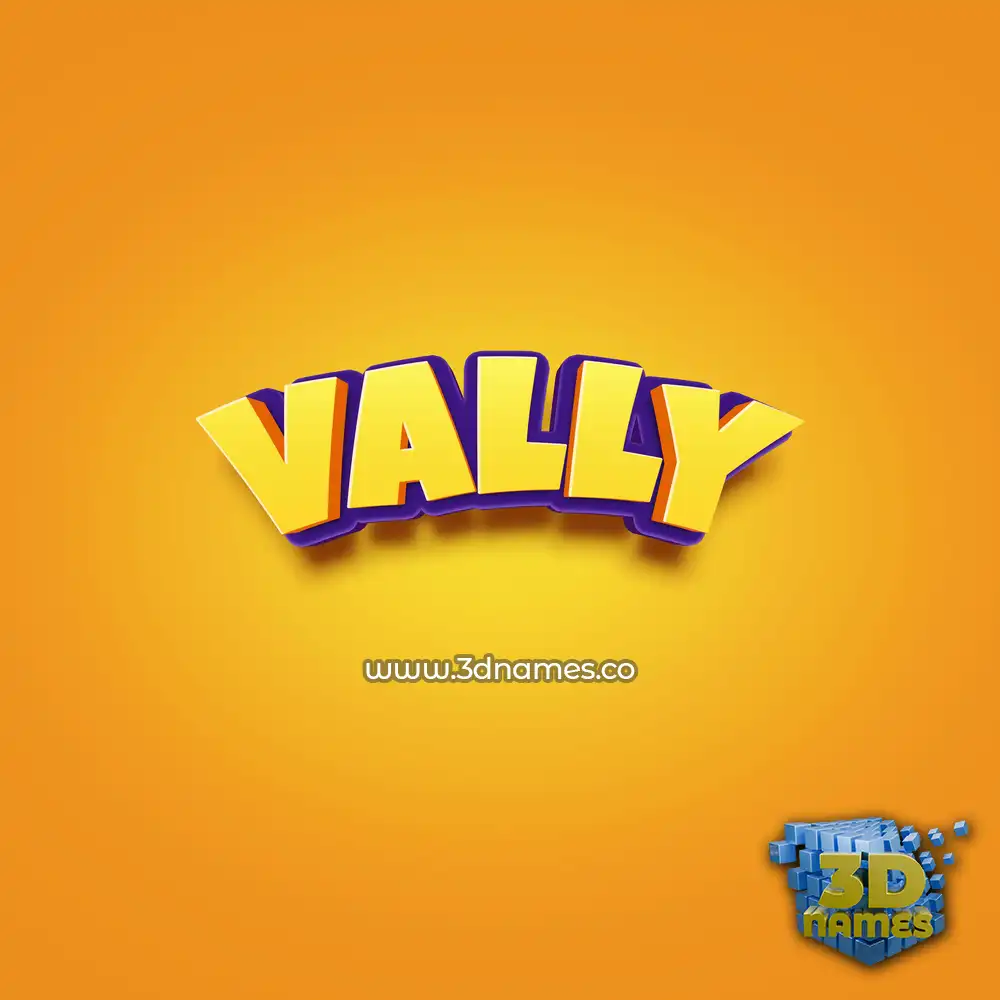 vally in Orange Toon style - 3D name wallpaper