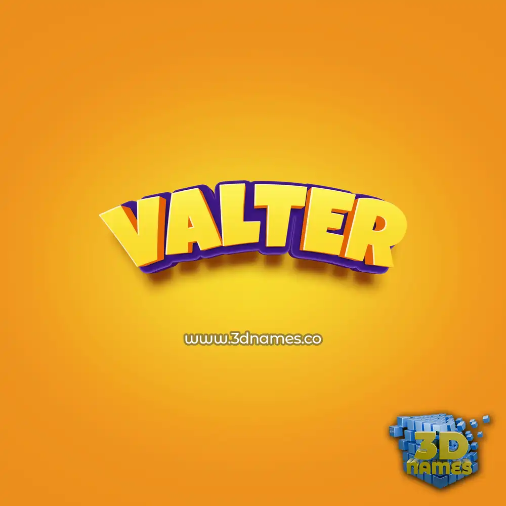 valter in Orange Toon style - 3D name wallpaper