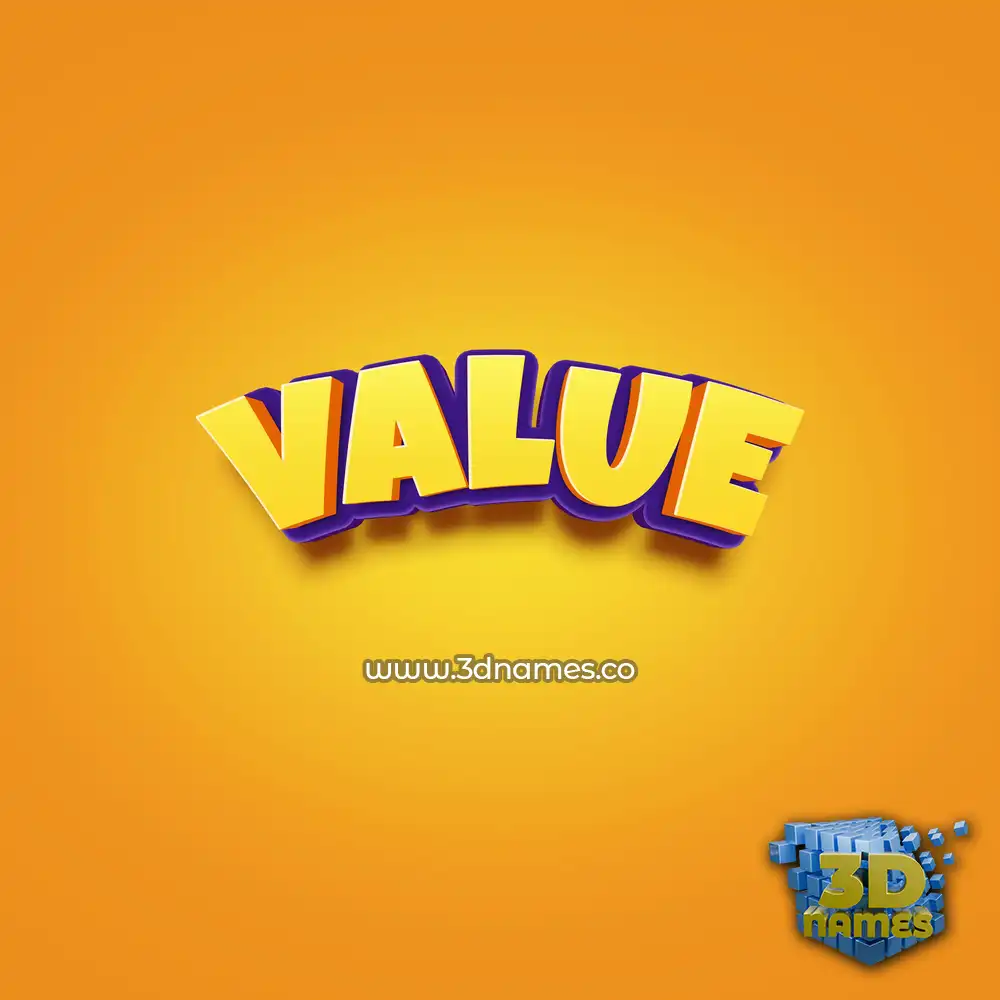 value in Orange Toon style - 3D name wallpaper
