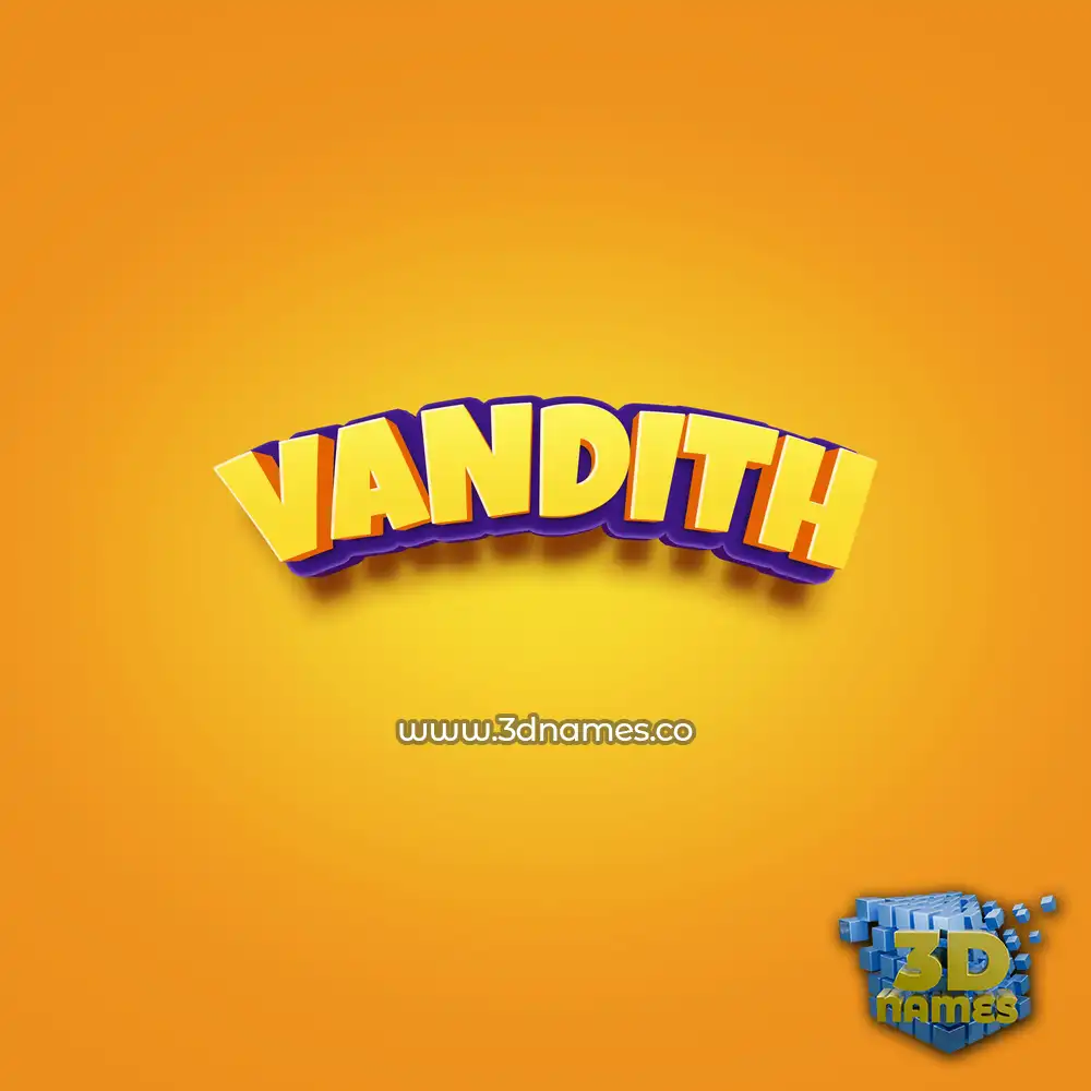 vandith in Orange Toon style - 3D name wallpaper