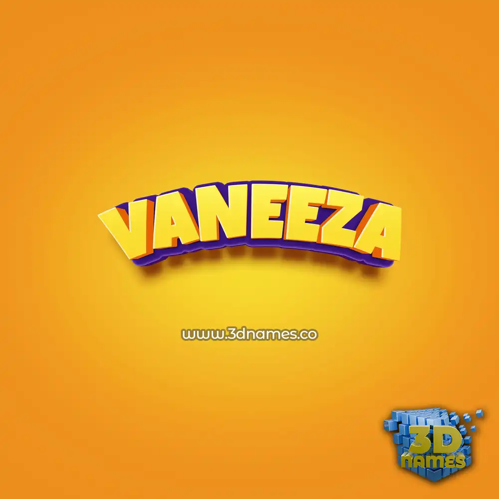 vaneeza in Orange Toon style - 3D name wallpaper