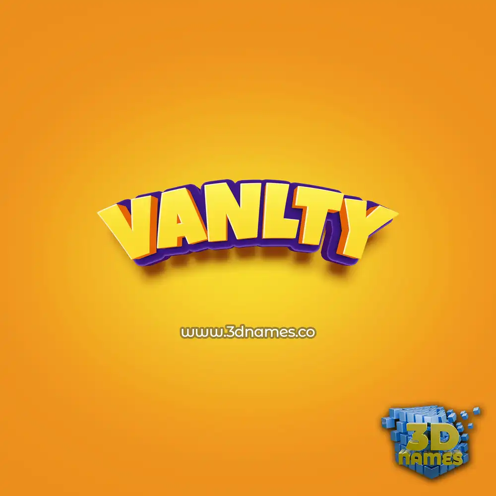 vanlty in Orange Toon style - 3D name wallpaper