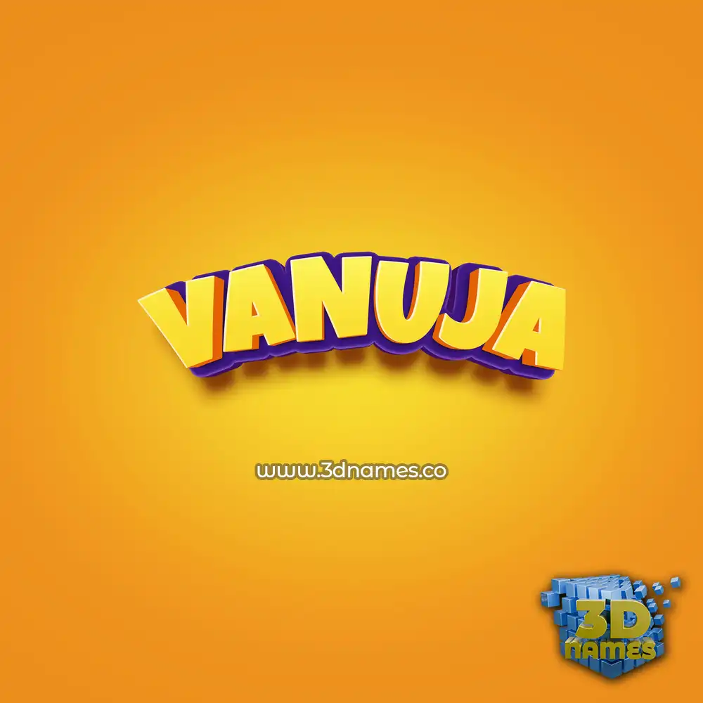 vanuja in Orange Toon style - 3D name wallpaper