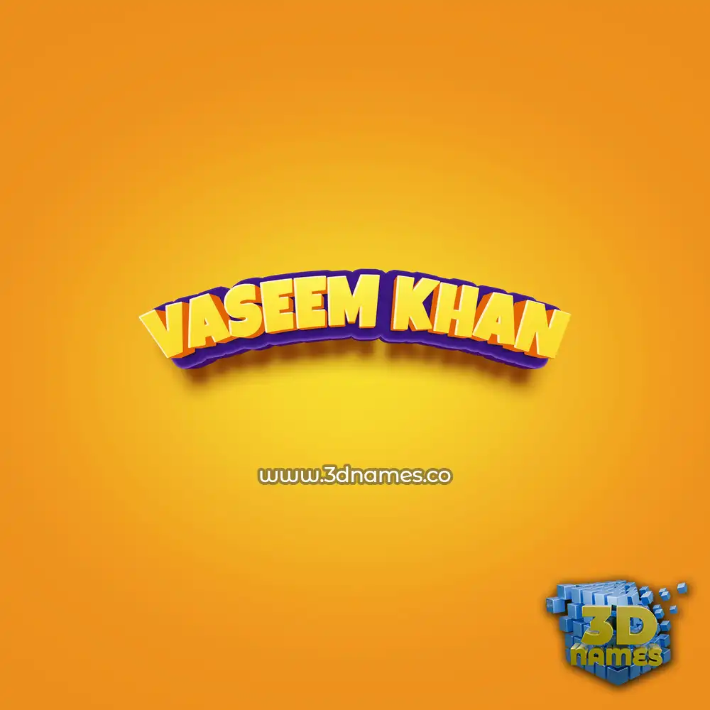 vaseem khan in Orange Toon style - 3D name wallpaper