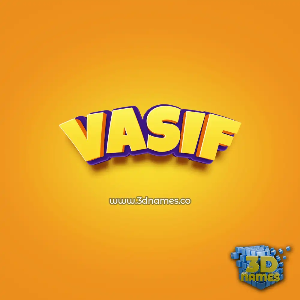 vasif in Orange Toon style - 3D name wallpaper