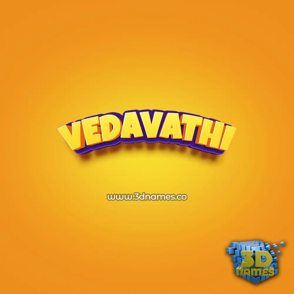 vedavathi in Orange Toon style - 3D name wallpaper