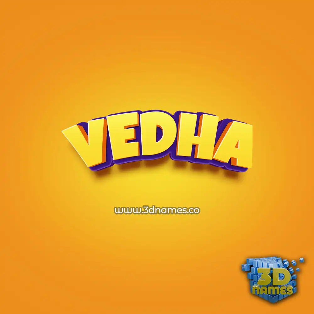 vedha in Orange Toon style - 3D name wallpaper