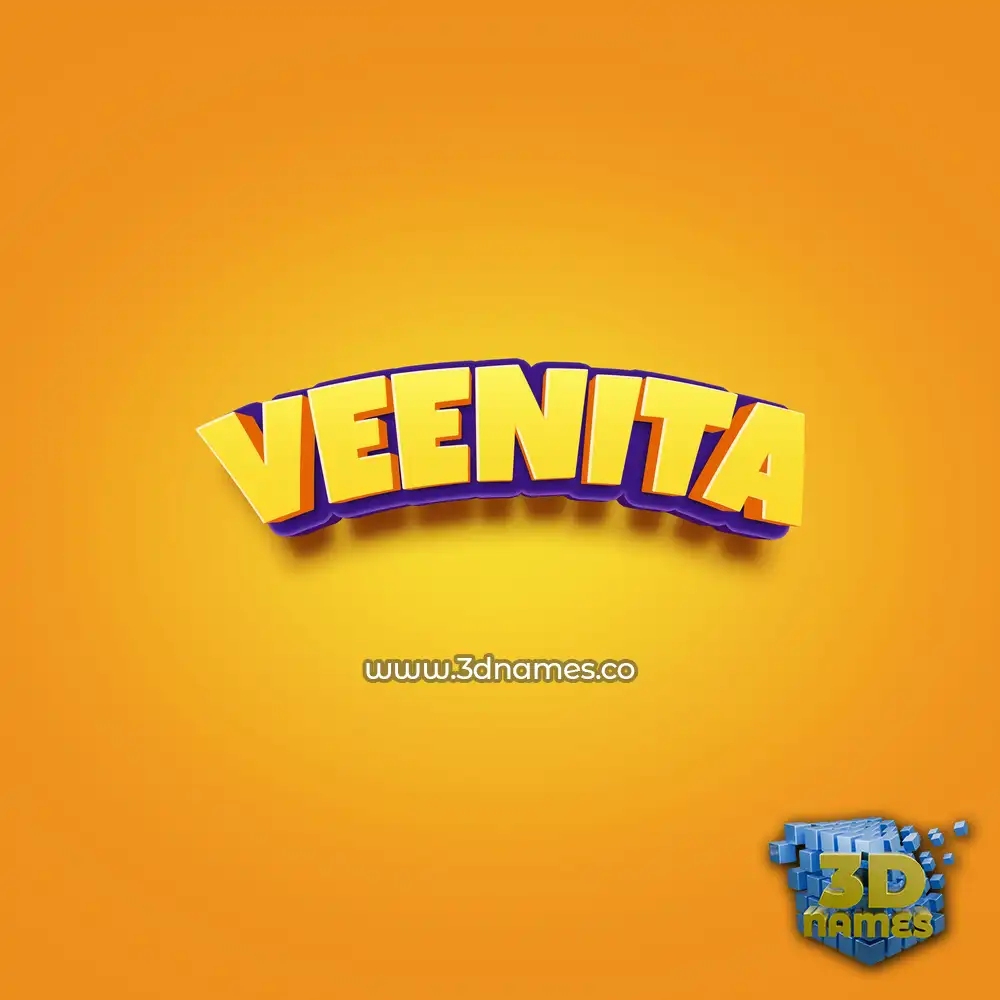 veenita in Orange Toon style - 3D name wallpaper