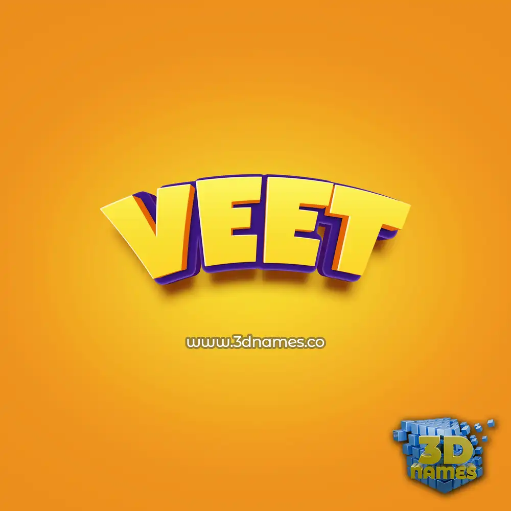 veet in Orange Toon style - 3D name wallpaper