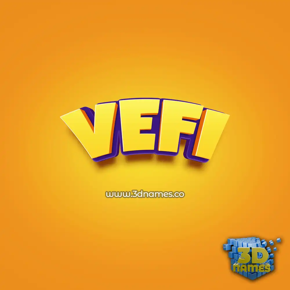 vefi in Orange Toon style - 3D name wallpaper